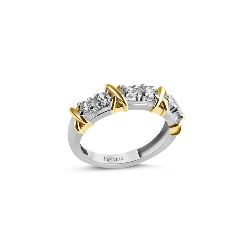 Golden Harmony Silver Ring